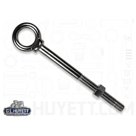 Aztec Lifting Hardware Eye Bolt With Shoulder, 1/2", 6 in Shank, 1 in ID, Stainless Steel, Polished SSS126